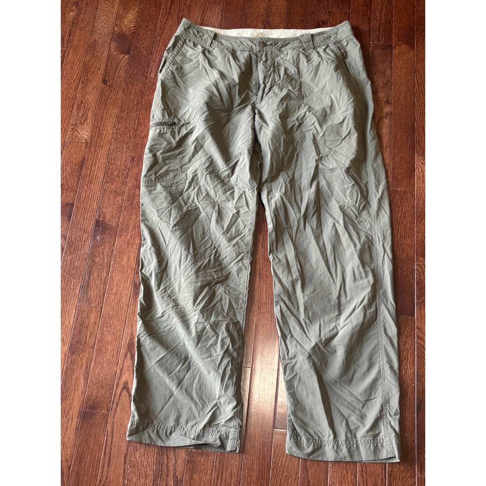 Marmot Hiking Pants 36x32 Green Gray Nylon Outdoor Travel Lightweight Zip Pocket